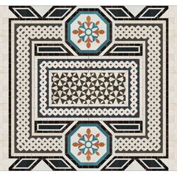Mosaic House Moroccan tile Custom Mosaic Panel 1-6-4-24 White Black Rust Sea Green  zellige, mosaic, zellij, field, pattern, glaze 